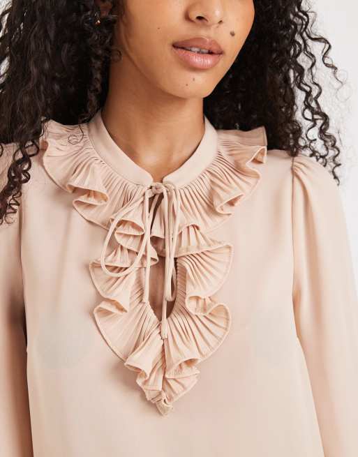 New Look - Blouse met ruches aan de voorkant in roze, 3 van 4