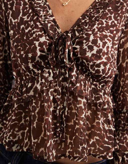 Chemisier Léopard Rose Et Doré - Plissé Soleil, Col Volanté - Taille 44 - Occasion Très Bon État