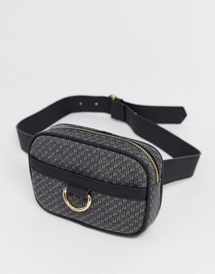 New Look bæltetaske i sort mønster-Brun