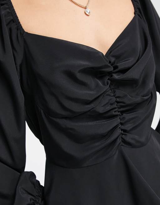 New Look - Blusa nera con arricciatura sul davanti, 3 di 4