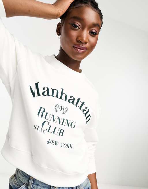 New Look – Bluza w kolorze złamanej bieli z napisem „Manhattan”
