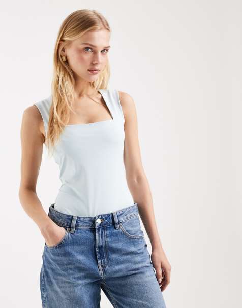 New Look - Body azzurro con scollo squadrato - view 1