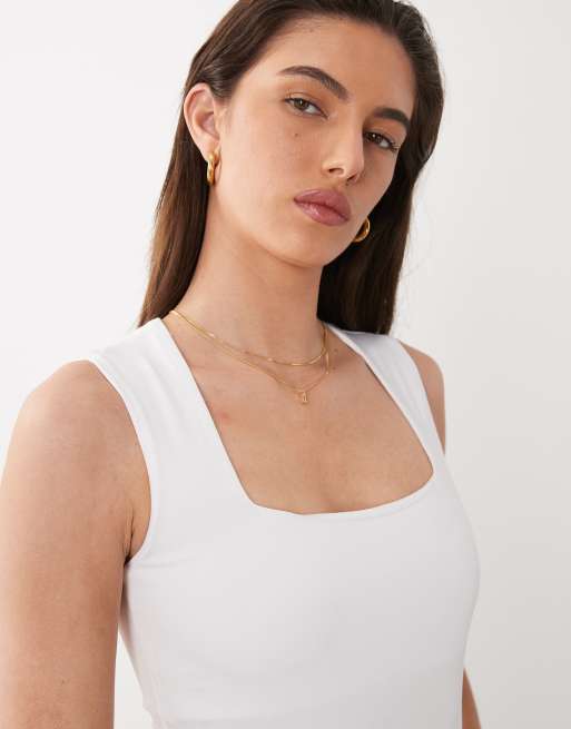New Look - Body bianco con scollo squadrato, 3 di 4