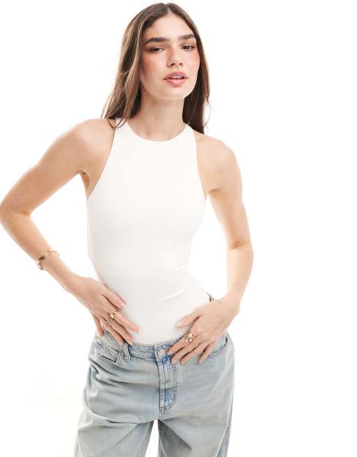 New Look - Body con reggiseno integrato color bianco sporco