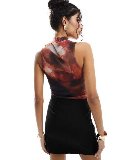 New Look - Body en tulle imprimé - Rose, 3 de 4