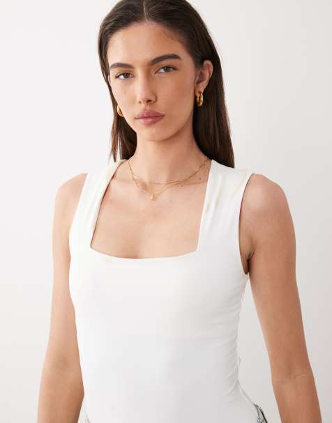 New Look - Body met vierkante hals in wit - view 1