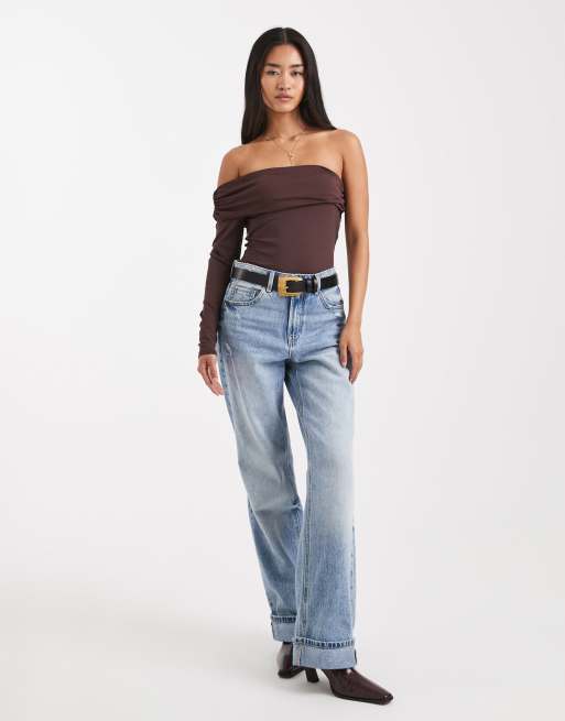 New Look - Body monospalla marrone arricciato, 2 di 4