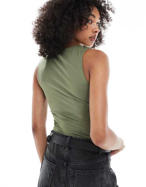 New Look – Body z kwadratowym dekoltem w kolorze khaki, 4 z 4