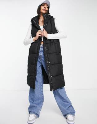 New Look - Bodywarmer met capuchon en lange pasvorm in zwart