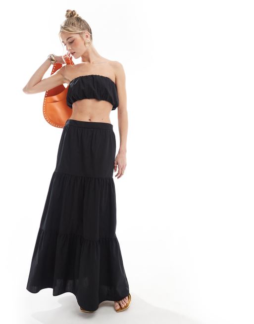 New Look – Boho - Svart, panelsydd maxikjol i poplin