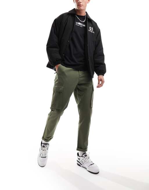 New Look – Bojówki ze ściągaczami w ciemnym odcieniu khaki