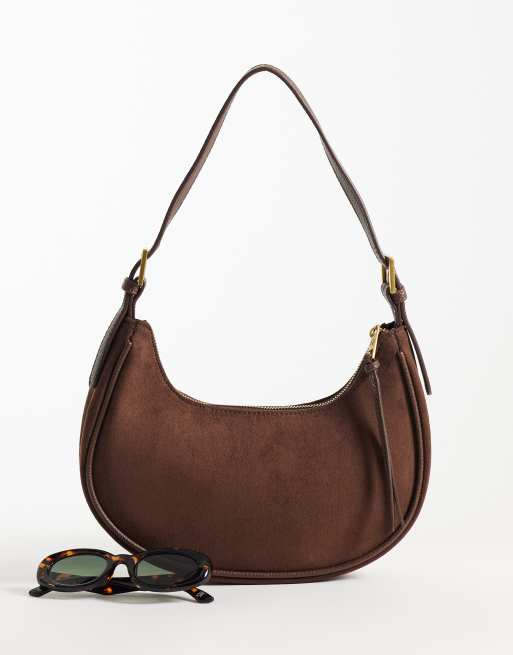 New Look - Bolso de hombro marrón oscuro redondeado con hebillas, 2 de 4