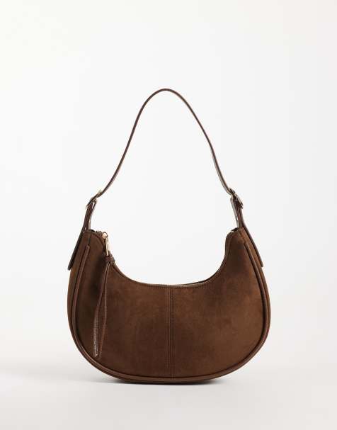 New Look - bolso de hombro ovalado con escote redondo de ante sintético en tostado - view 1