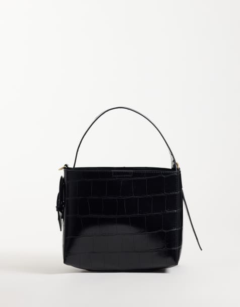 New Look bolso tipo cubo efecto cocodrilo negro - view 1