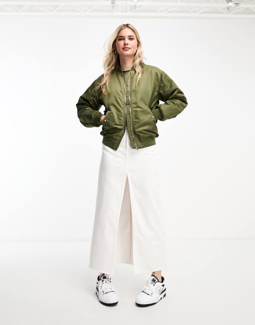 Khaki bomber jacket deals womens new look