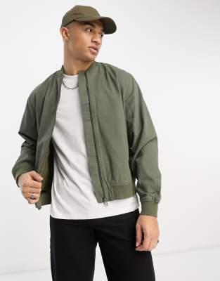New Look twill bomber jacket in dark khaki - ASOS Price Checker