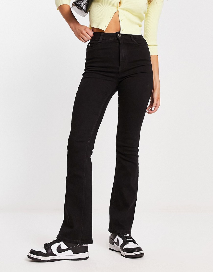 New Look boot cut flared high rise jeans in black
