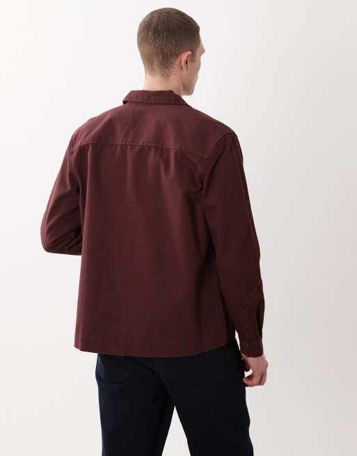 New Look - Bordeaux firkantet overskjorte med broderi, 5 af 5
