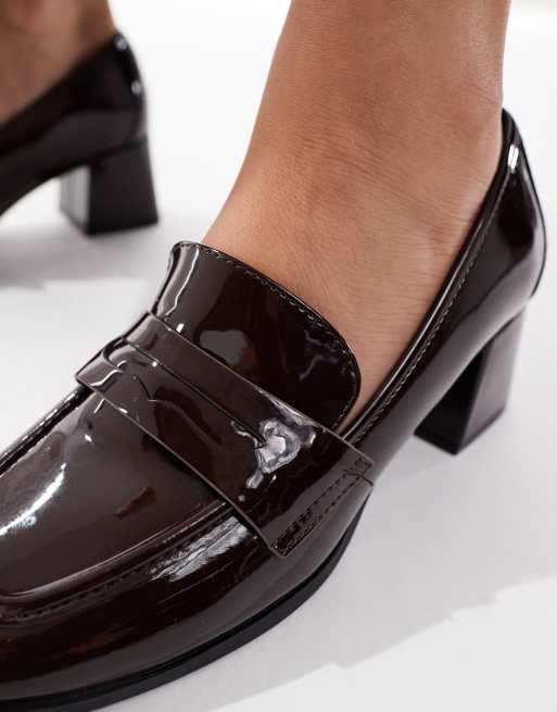 New Look - Bordeauxrøde loafers med høj hæl, 2 af 4