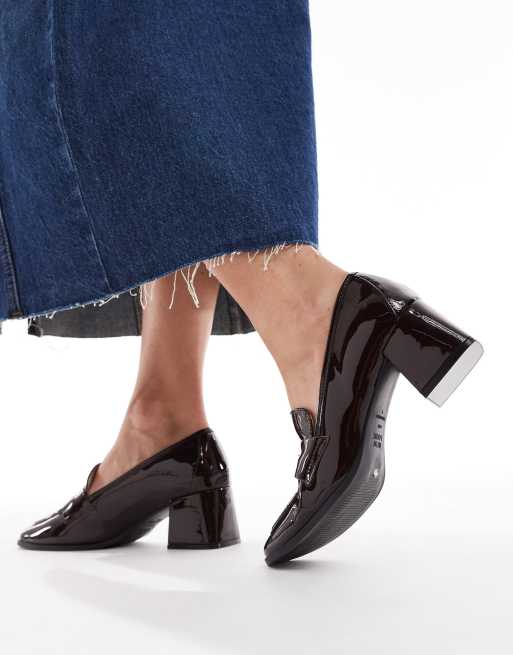 New Look - Bordeauxrøde loafers med høj hæl, 3 af 4