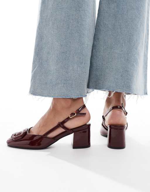 New Look – Bordowe buty z klamrami i paskami za piętą, 3 z 4