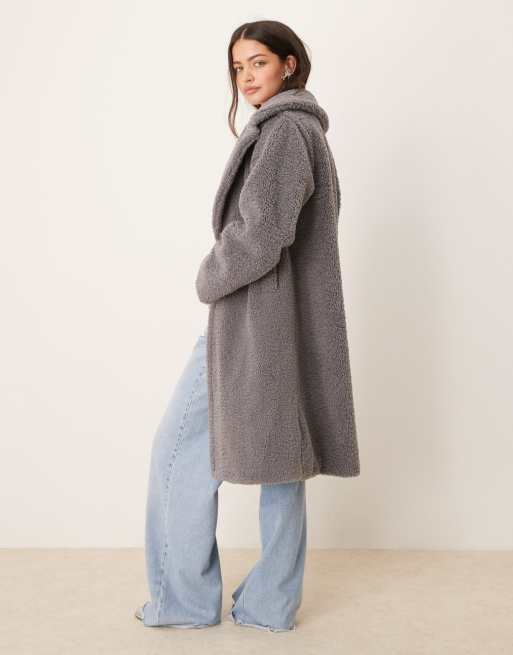 New Look borg coat in grey