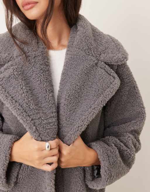 New Look borg coat in grey