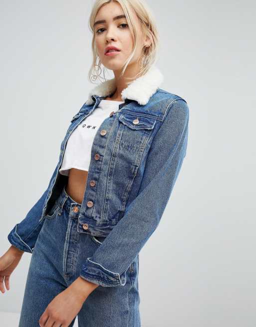 New look borg hot sale denim jacket