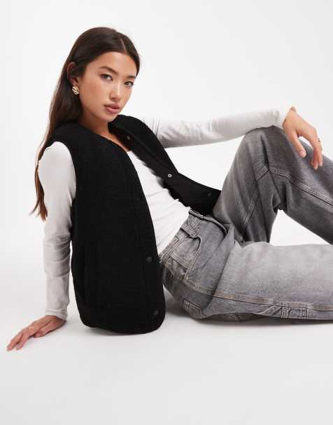 New Look borg gilet in black - view 1