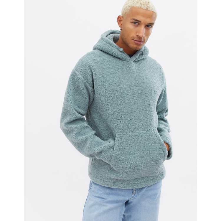 New Look borg hoodie in blue ASOS