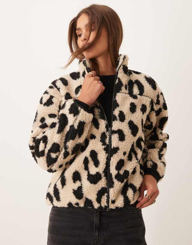 New Look borg jacket in animal print | ASOS