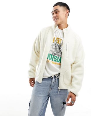 New Look borg jacket in off white - ASOS Price Checker