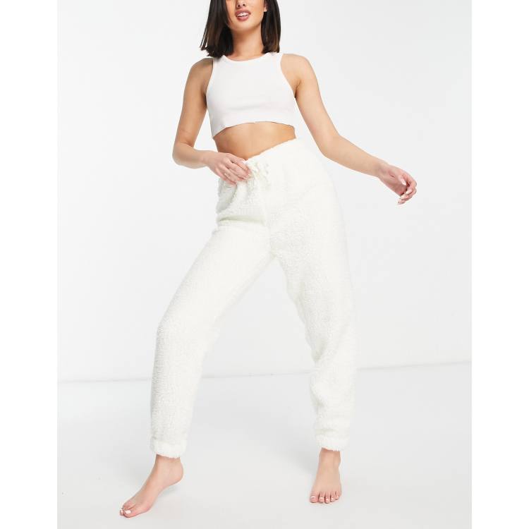 New Look borg jogger in cream ASOS