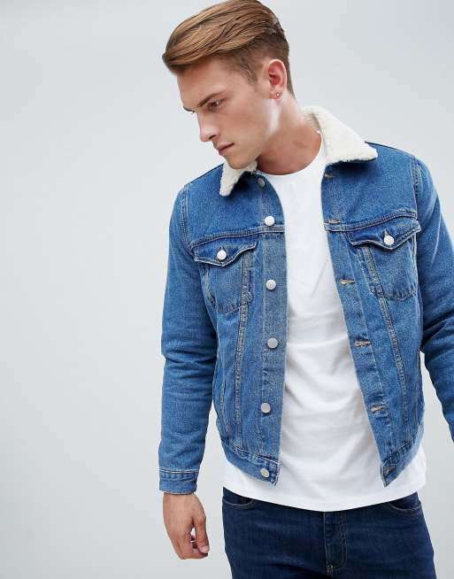 New look borg shop lined denim jacket