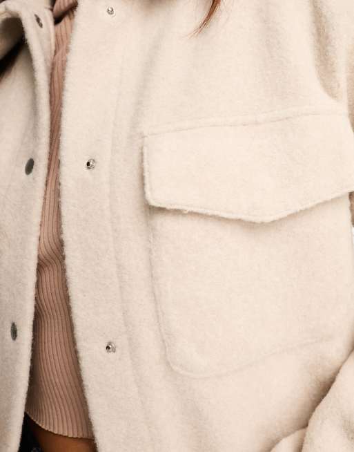 New Look borg shacket in cream, 4 of 4