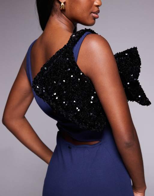 New Look - Borsa a mano nera con paillettes e fiocco, 4 di 4
