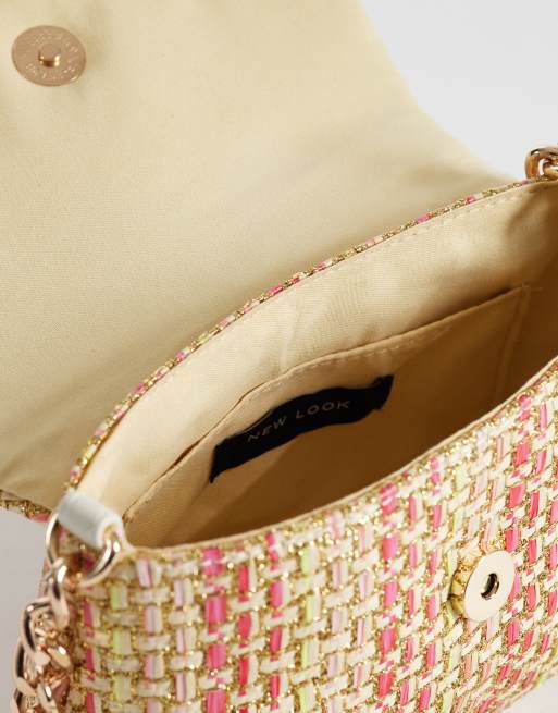 New Look - Borsa a tracolla intrecciata rosa con motivo ananas, 3 di 4