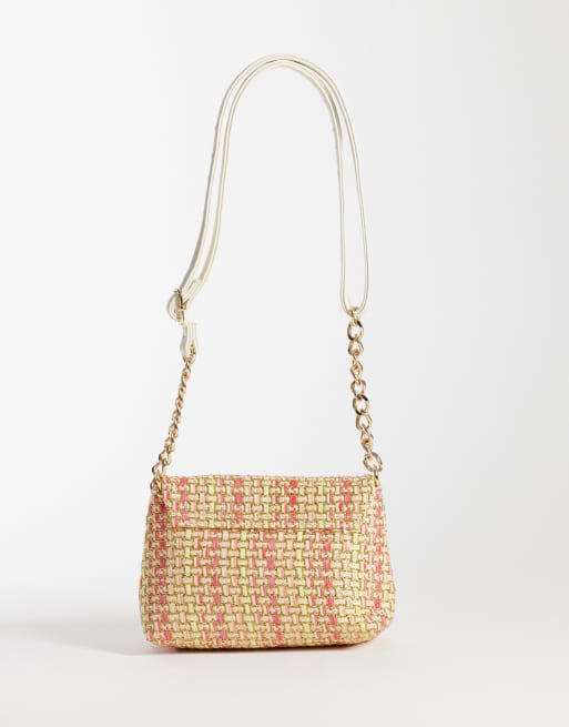 New Look - Borsa a tracolla intrecciata rosa con motivo ananas, 4 di 4