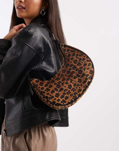 New Look - Borsa da spalla arrotondata marrone leopardata - view 1