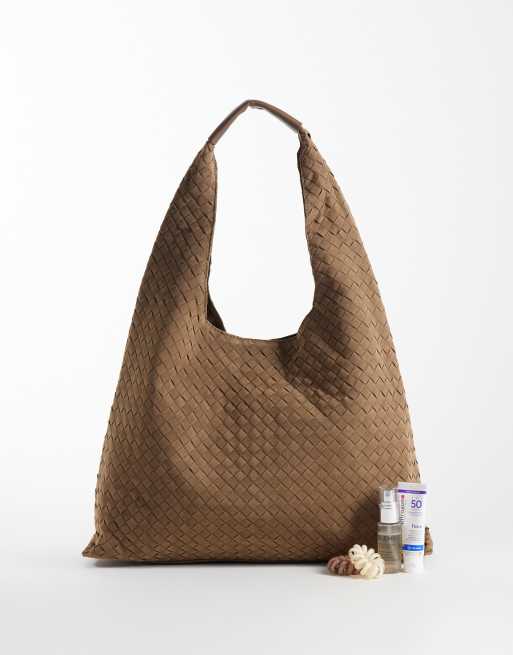 New Look - Borsa morbida in camoscio sintetico intrecciato color cammello, 2 di 4