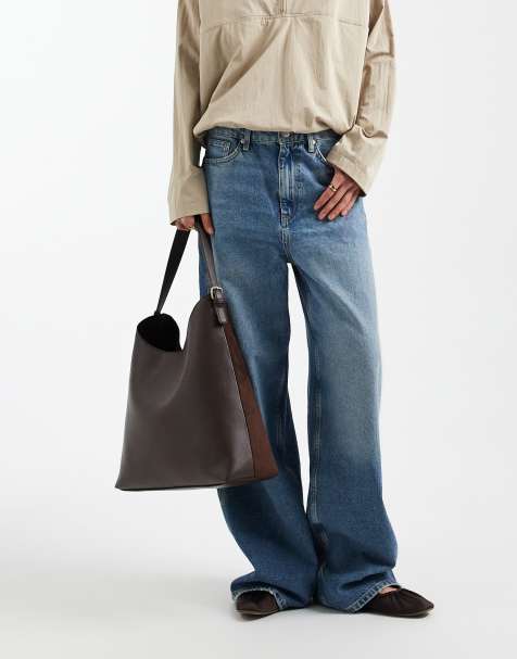 New Look - Borsa shopping in camoscio sintetico marrone coccodrillo - view 1