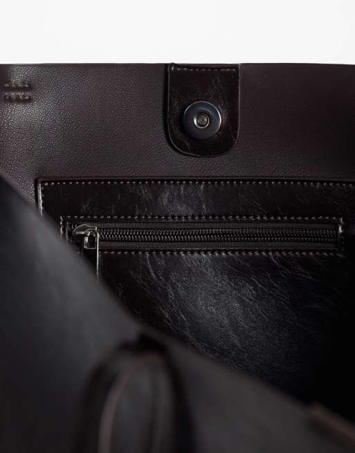 New Look borsa tote semplice in similpelle bordeaux, 3 di 4