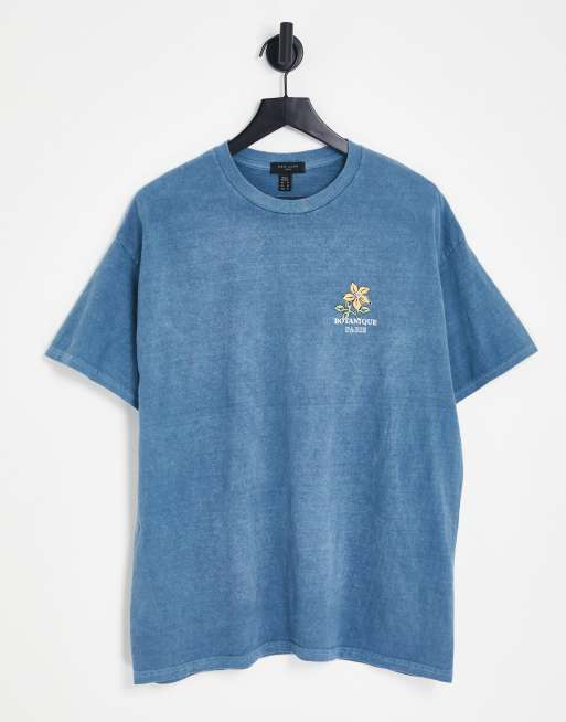 New Look botanique t-shirt in mid blue