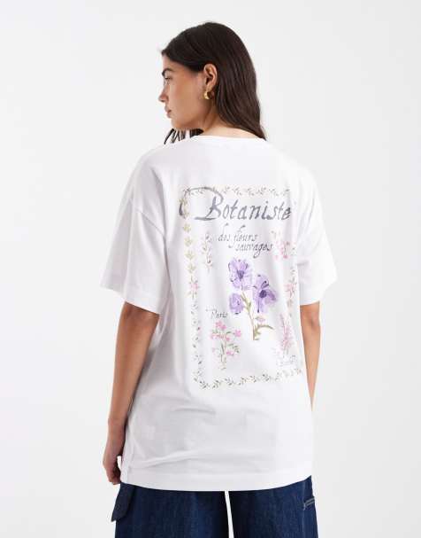 New Look botaniste printed oversized tee in white - view 1
