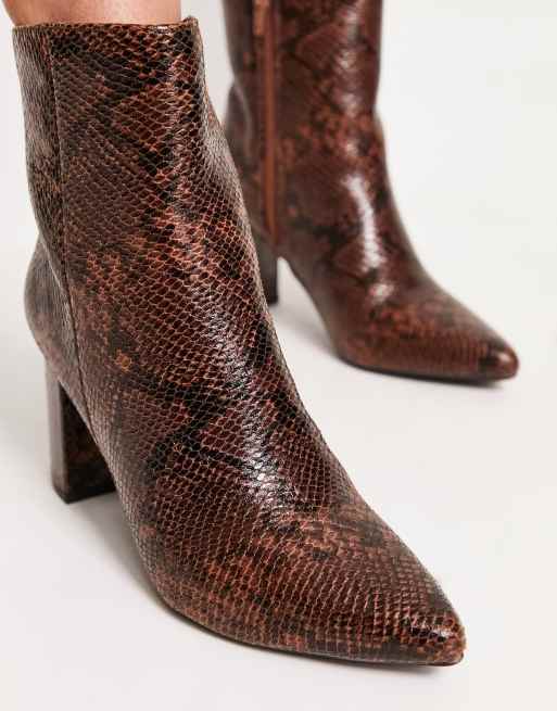 New Look Bottes bout pointu et talon Imprim serpent marron