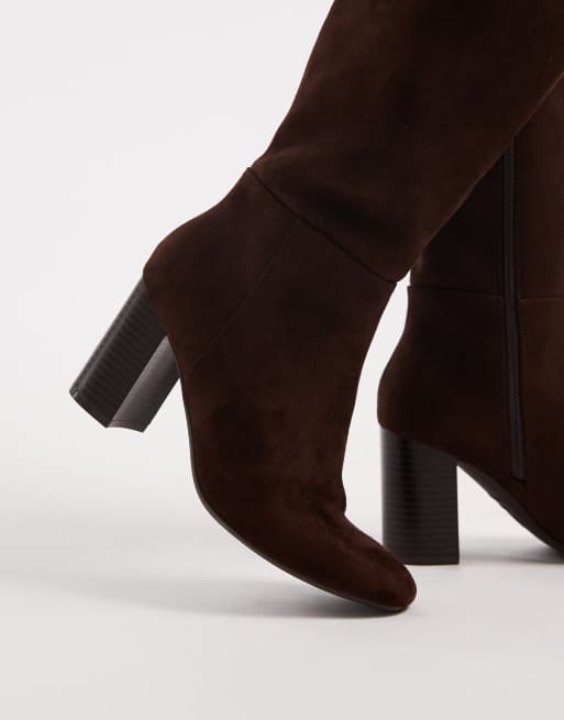 New Look - Bottes en suédine à talon carré - Marron moyen, 4 de 4