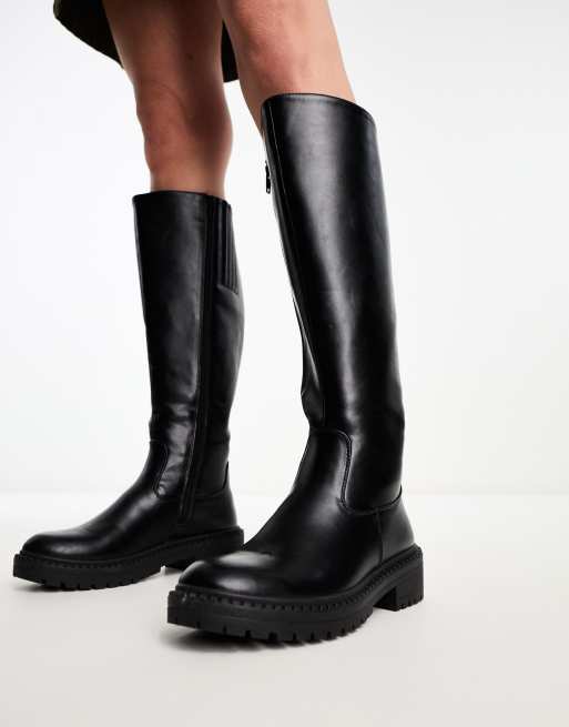 New Look Bottes montantes plates semelle chunky Noir