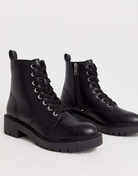 New Look - Bottes plates à lacets - Noir