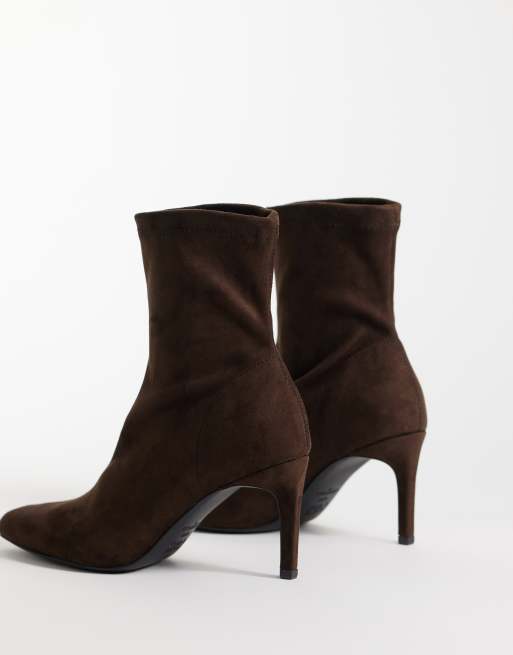 New Look bottine chaussette à bout pointu marron foncé, 3 de 4