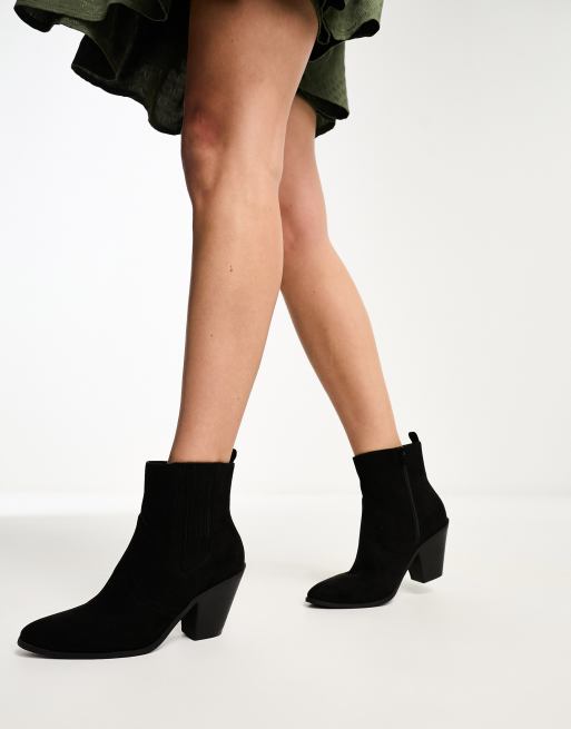 New Look Bottines a talon style santiags Noir ASOS